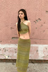 SWAYING/KNIT gradient straight long skirt SW23SS3B04 gradient green PS62